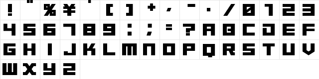 TimeTrek Regular  glyph index