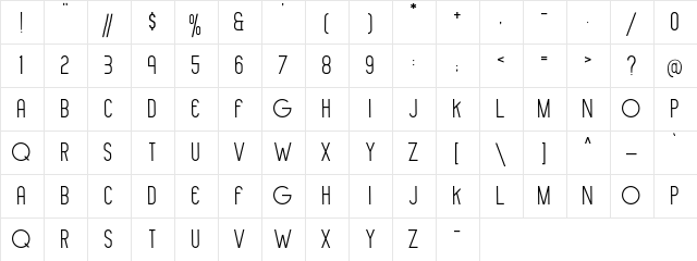 Hollen amare sans Regular  glyph index