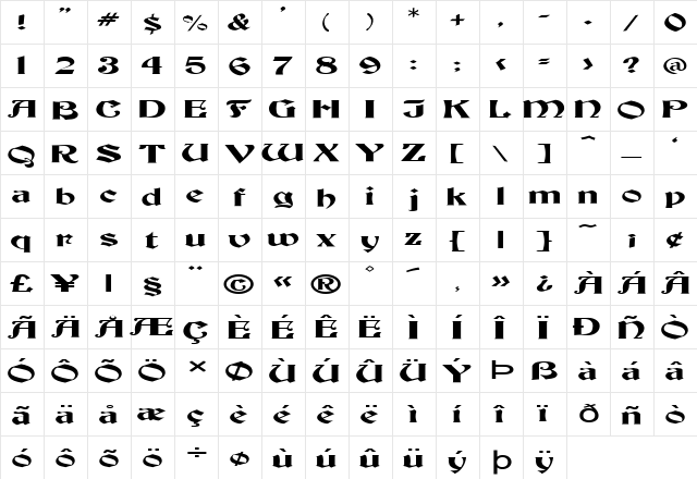 FZ JAZZY 19 EX Medium  glyph index