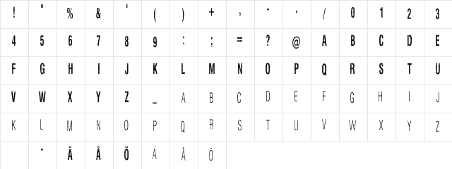 Silent Hell of Cheryl Condense Regular  glyph index
