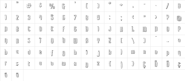 Kerata Regular  glyph index