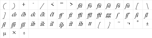 DTL Fleischmann Regular  glyph index