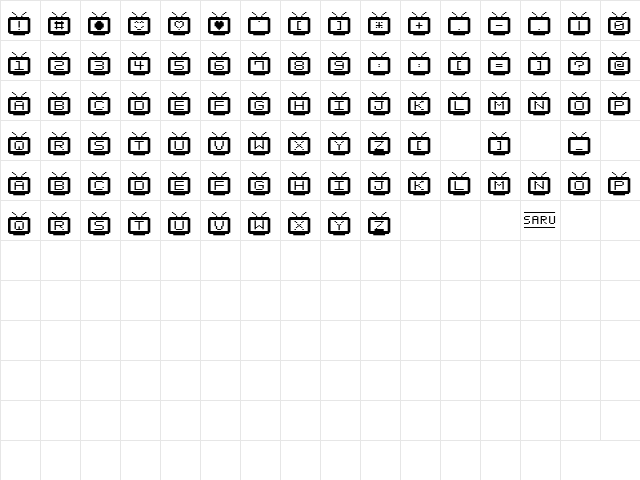 Bit TV18 (sRB) Regular  glyph index