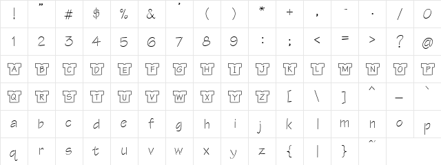 PC Laundry Regular  glyph index