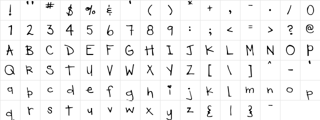 DJB HEART OF DIXI Regular  glyph index