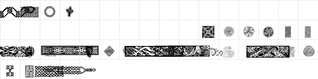 Celtic Patterns Regular  glyph index
