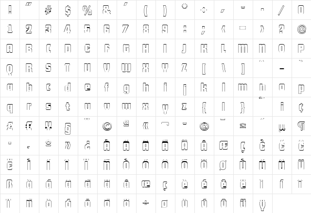 AllisonBeckerOutline Bold  glyph index
