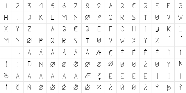 Astrobia Regular  glyph index
