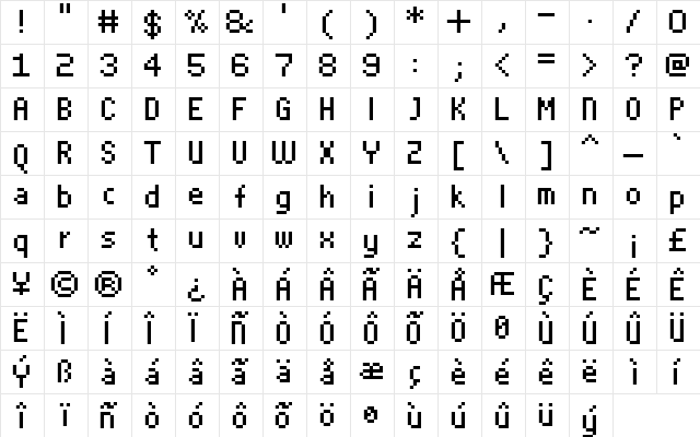 FFF Aquarius Condensed Regular  glyph index