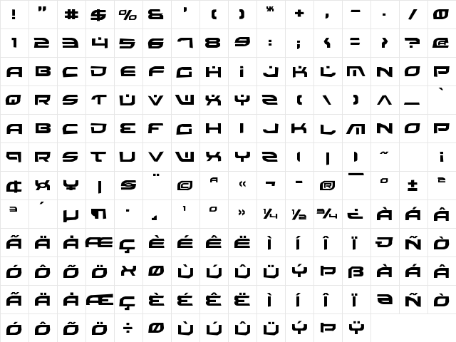 Battlefield Rock Rock  glyph index