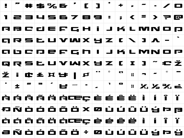 Northstar Expanded Expanded  glyph index