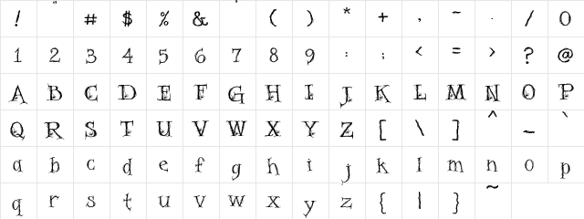 PC Halloween Regular  glyph index