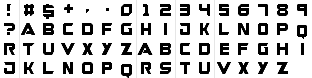 Guardians Regular  glyph index