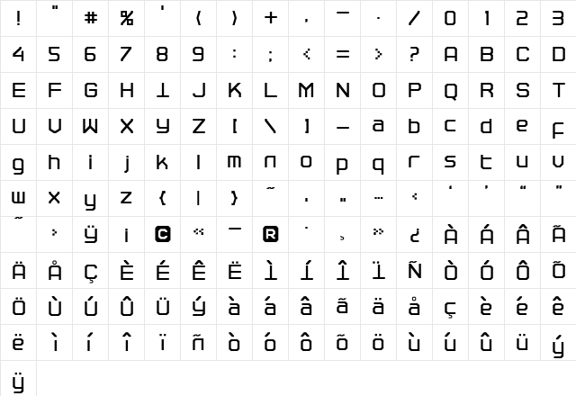 TRACEROUTE Regular  glyph index