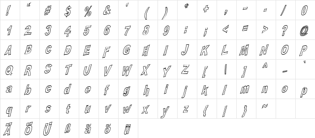 PLATSCH 2 outline Regular  glyph index