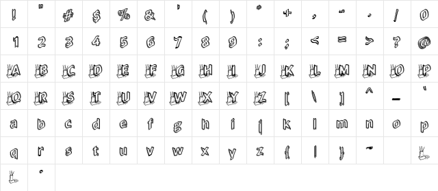 BrushPalletHollow Regular  glyph index