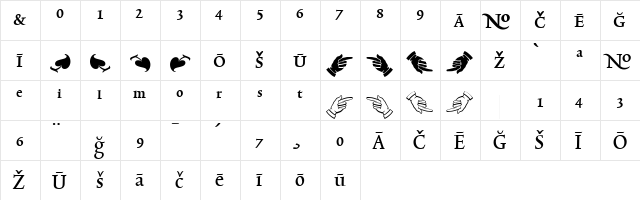 TriniteNo3 Medium  glyph index