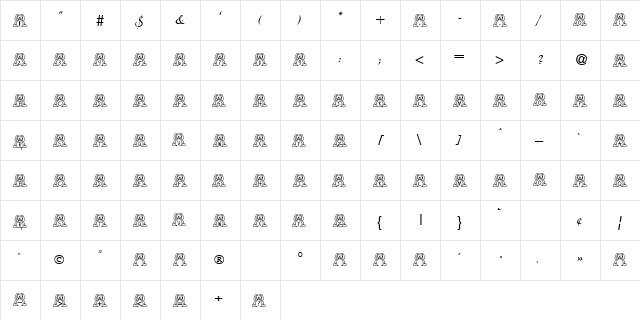 BillyBear EasterFont Regular  glyph index