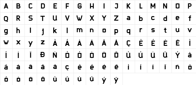 Djavaloca - DEMO Regular  glyph index