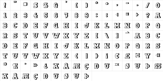 DoergonBackshift Regular  glyph index
