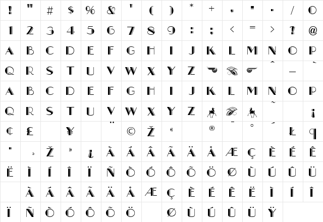 Boul Mich Regular  glyph index