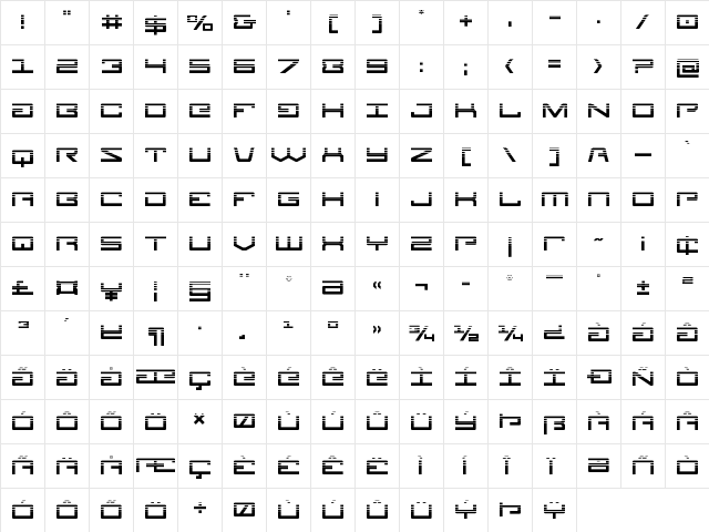Legion Halftone Regular  glyph index
