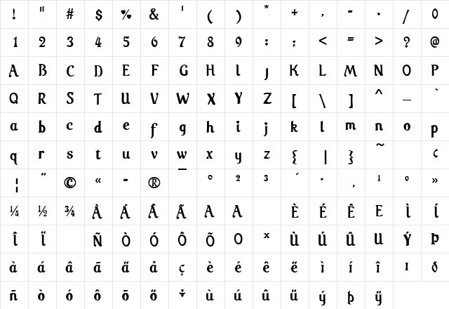 Care Bear Family Regular  glyph index