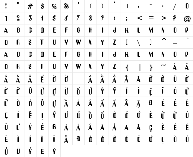 VPS Vinh Long Hoa Normal  glyph index