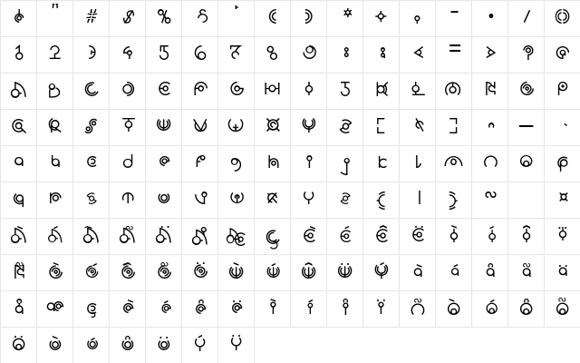 Alien Lines symbol  glyph index