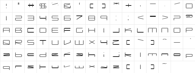 Straight Lines Regular  glyph index