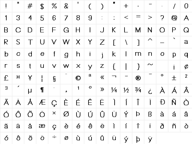 Bou Handwriting Regular  glyph index