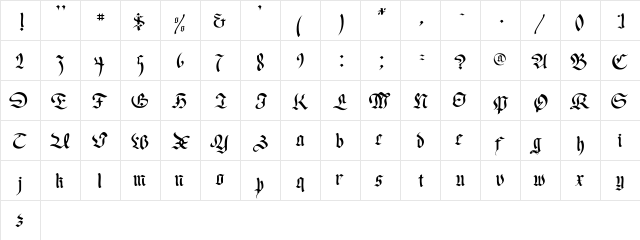 Necromancer Regular  glyph index