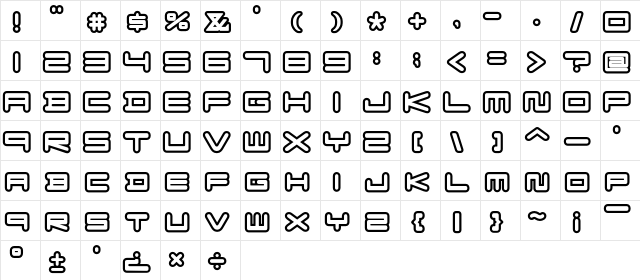 F-Zero GX Venue Font Outlines Regular  glyph index