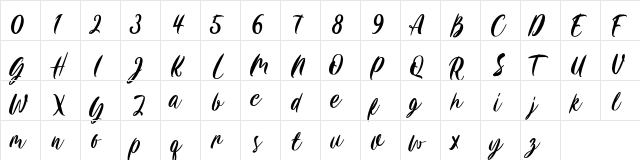 Carily Regular  glyph index