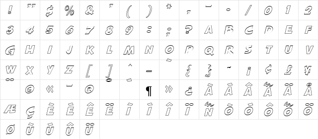 Squash MN Regular  glyph index