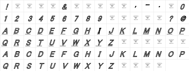 Tha Cool Kidz Black Italic  glyph index