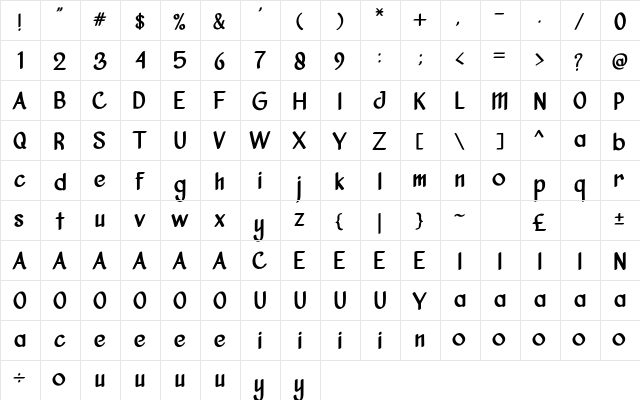 Vanjar Free Regular  glyph index