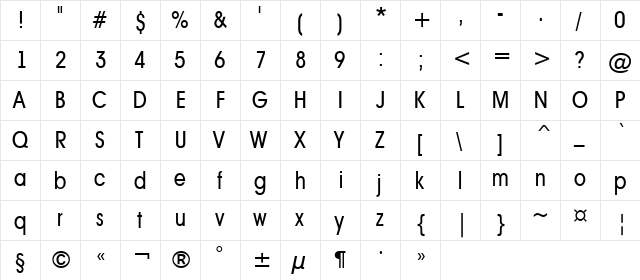 a_AvanteTckNr Regular  glyph index