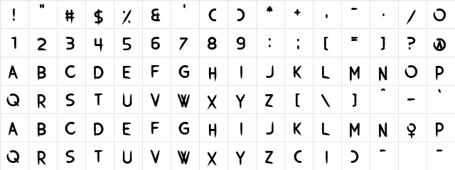 Woman Regular  glyph index