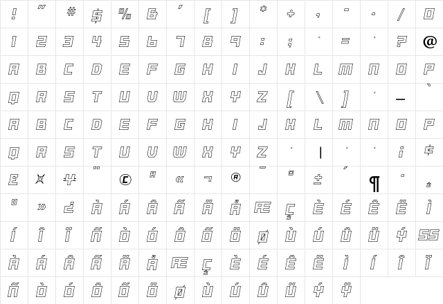 BassetRR Regular  glyph index