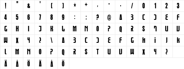Glue Klinging Klan Thin Regular  glyph index