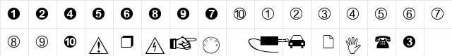 BF_Symbols Normal  glyph index