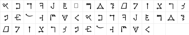 Passage du Fleuve Regular  glyph index