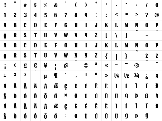 DEATHE MAACH NCV Regular  glyph index
