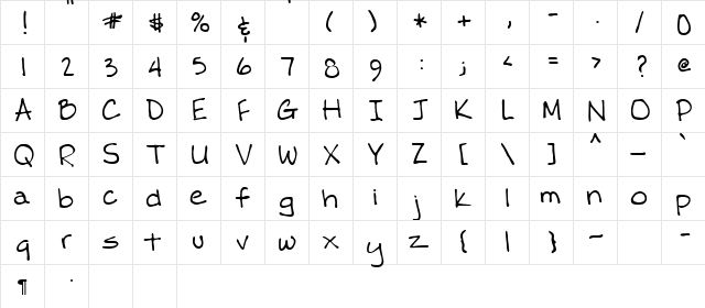 Dik Regular  glyph index