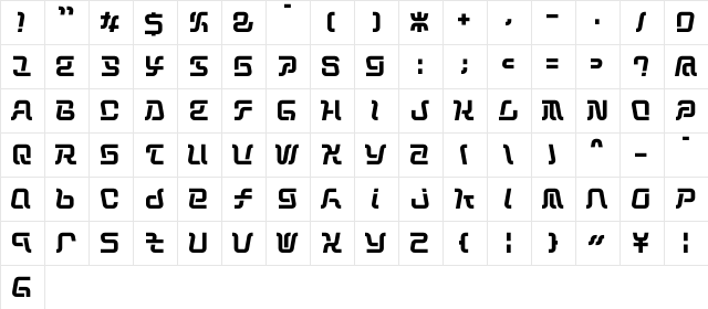 OPERATION Regular  glyph index
