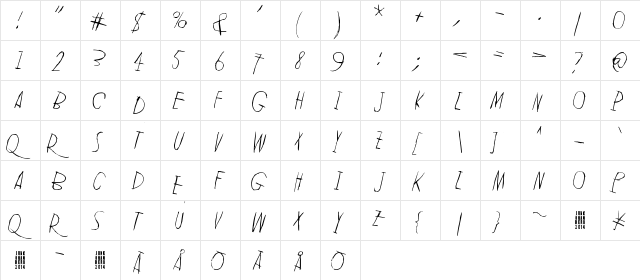 Lean on me Regular  glyph index