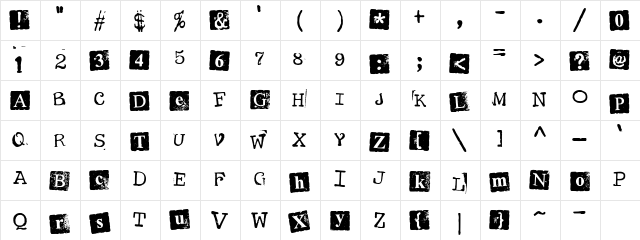 CK Postage Due Regular  glyph index