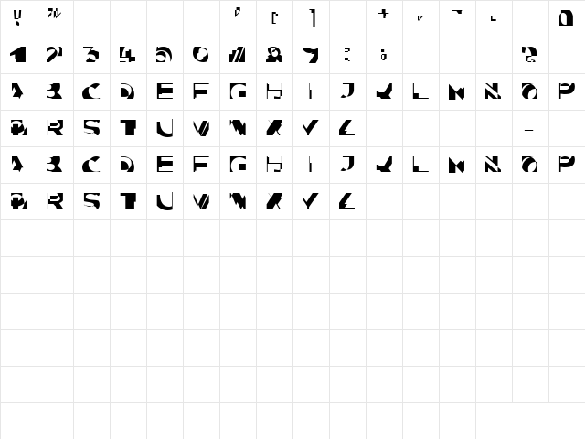 GE Distortion Caps Regular  glyph index
