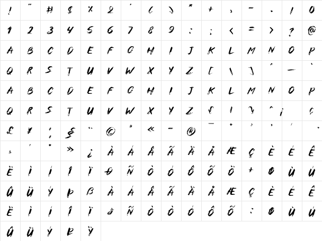 Cross X Regular  glyph index
